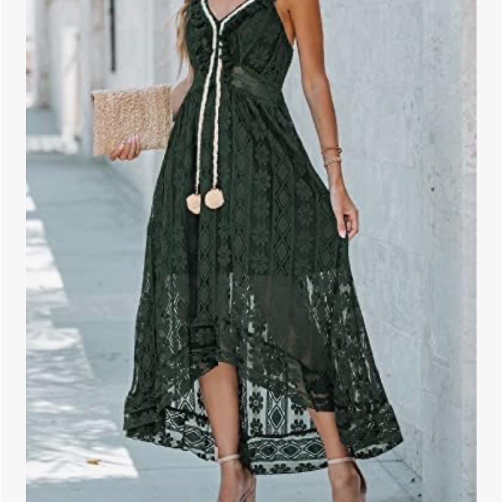 Cupshe women's boho V neck lace tassel dress size XS NWT